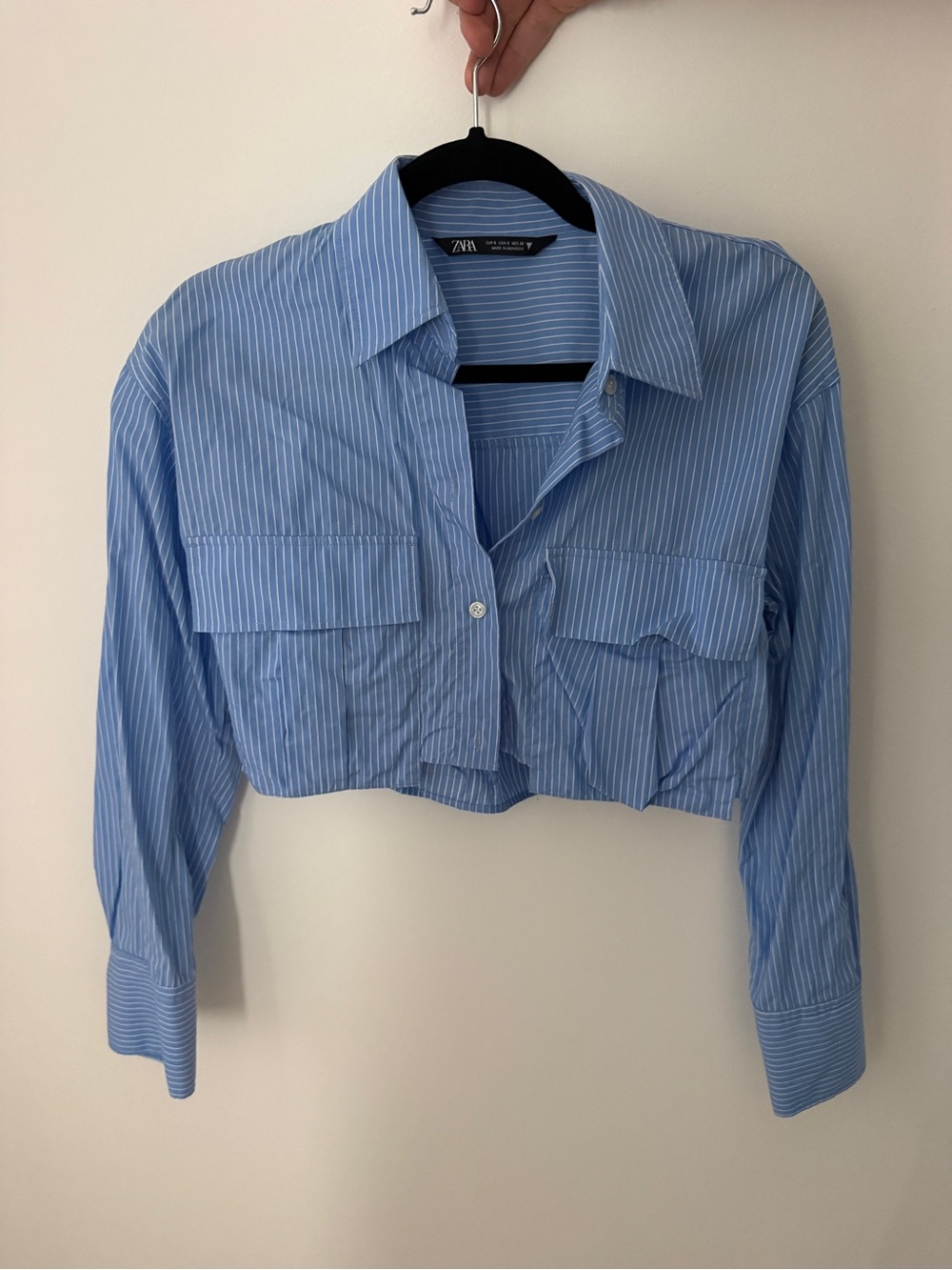 Zara Light Blue White Pinstripe Shirt